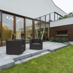 Modern mansion with patio